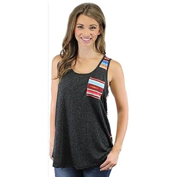Sunshine & Rodeos Aztec Tank Top 3XL New With Tags Pocket Multi Color Sleeveless - Picture 1 of 10